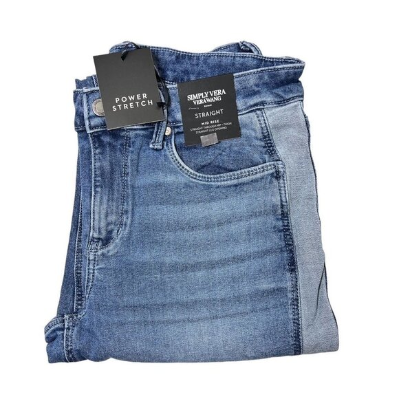 Simply Vera Wang Womens Mid Rise Relaxed Straight Leg Jeans Sz 14 New - Picture 3 of 12